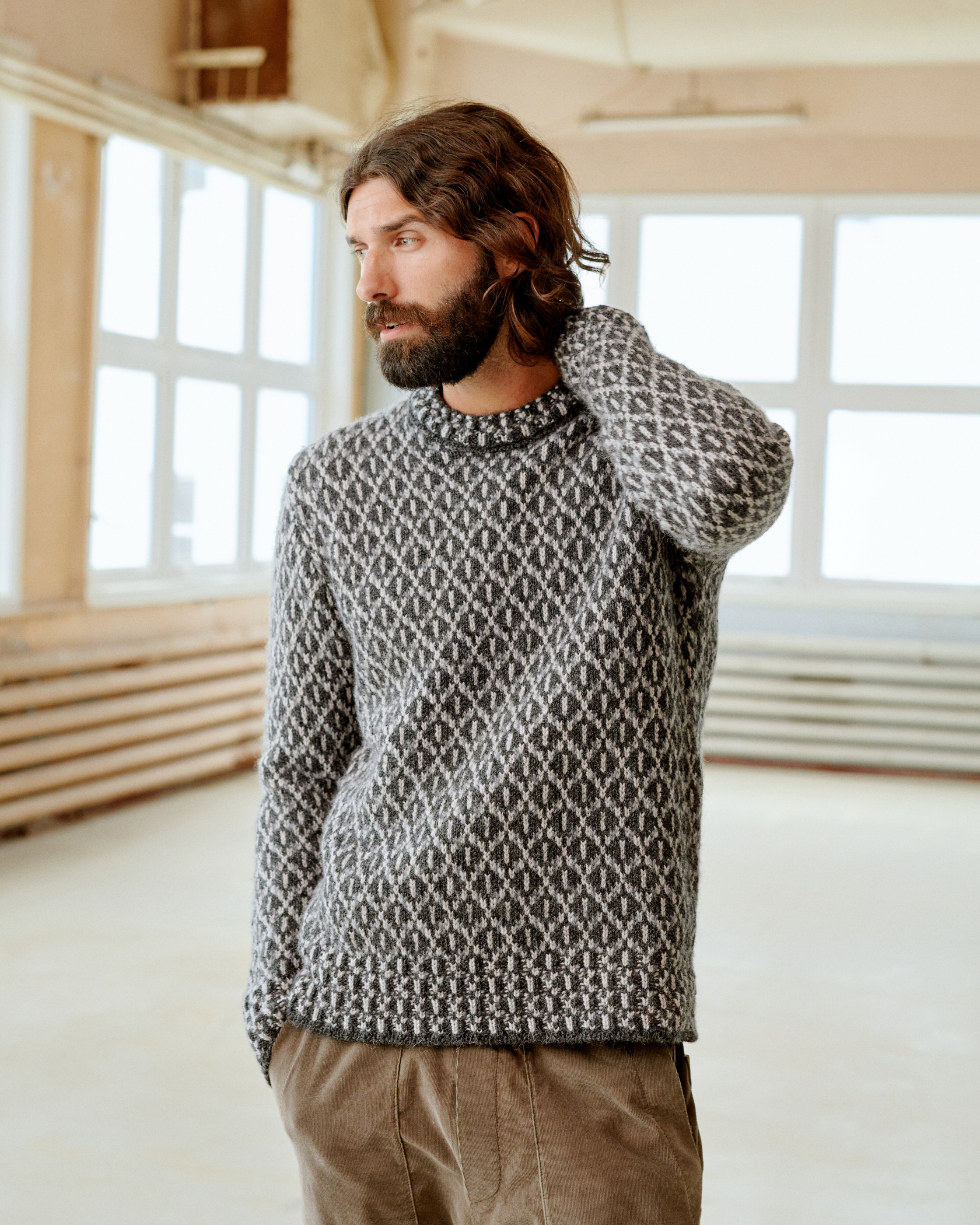 トップスその他 HUECLOSET Nordic Overfit Knit SE337 Oversize crew neck knit – 福寿外貌