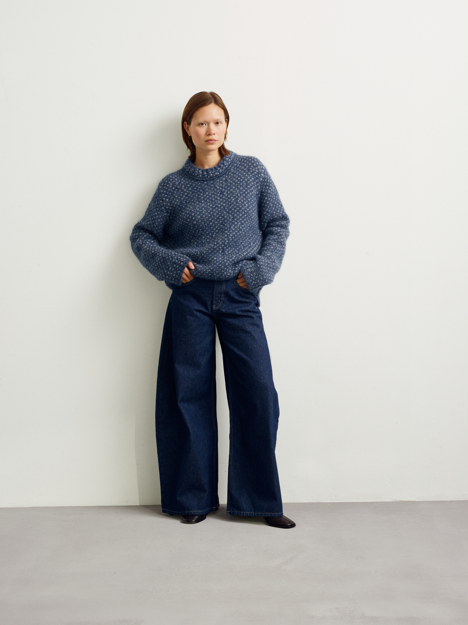 トップス OHOTORO Pot French Sleeve Knit navy pot french sleeve knit | OHOTORO
