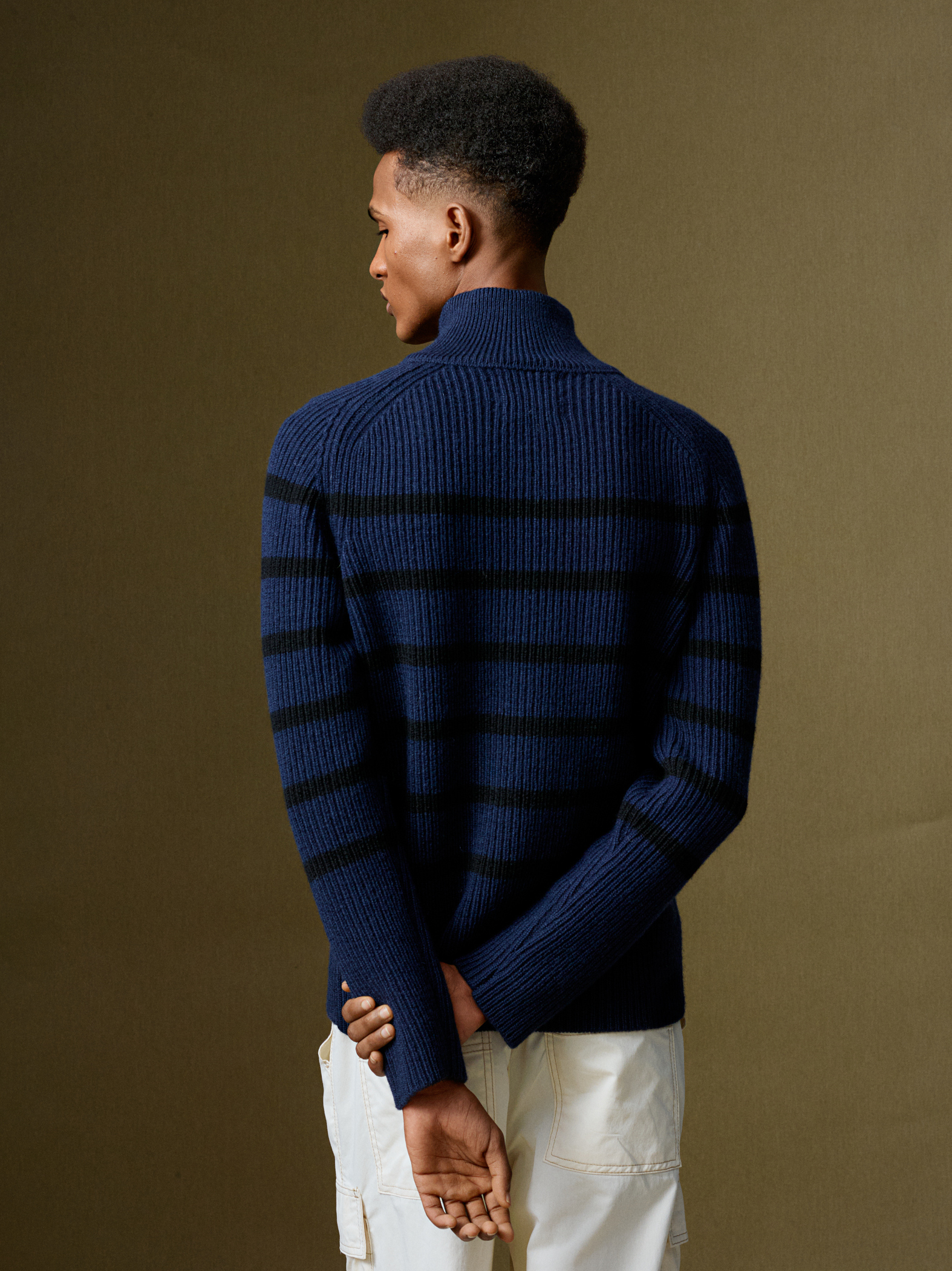 Blaatrøie No. 4 Striped Half-zip | Unisex Rib Knit | O.A.D.